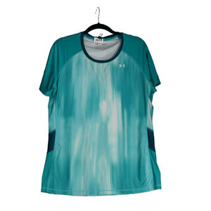 Under Armour Top Women Large Green Tie Dye HeatGear Athletic Performance Shirt